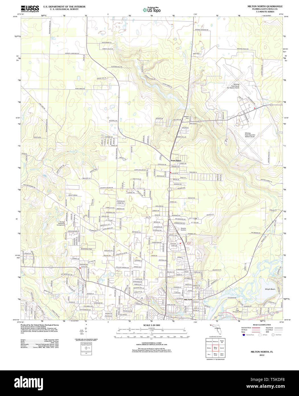 Milton florida map hi res stock - Usgs Topo Map Florida Fl Milton North 20120703 Tm Restoration T5KDF8