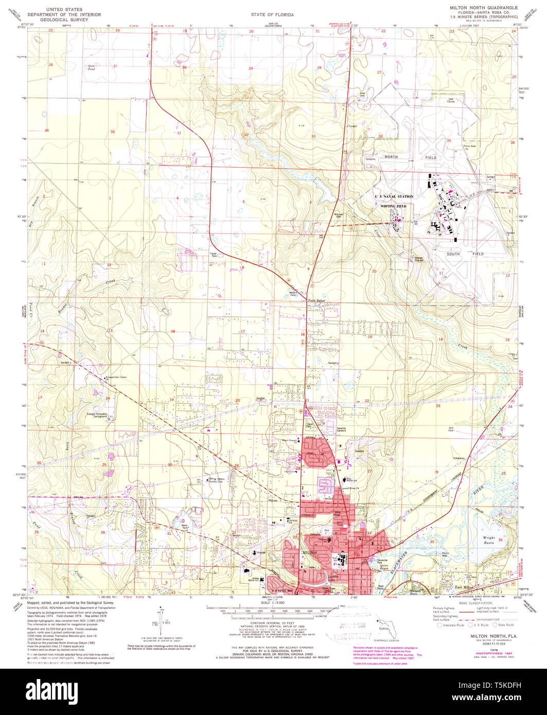 Map of milton florida hi res stock - Usgs Topo Map Florida Fl Milton North 347517 1978 24000 Restoration T5KDFH 