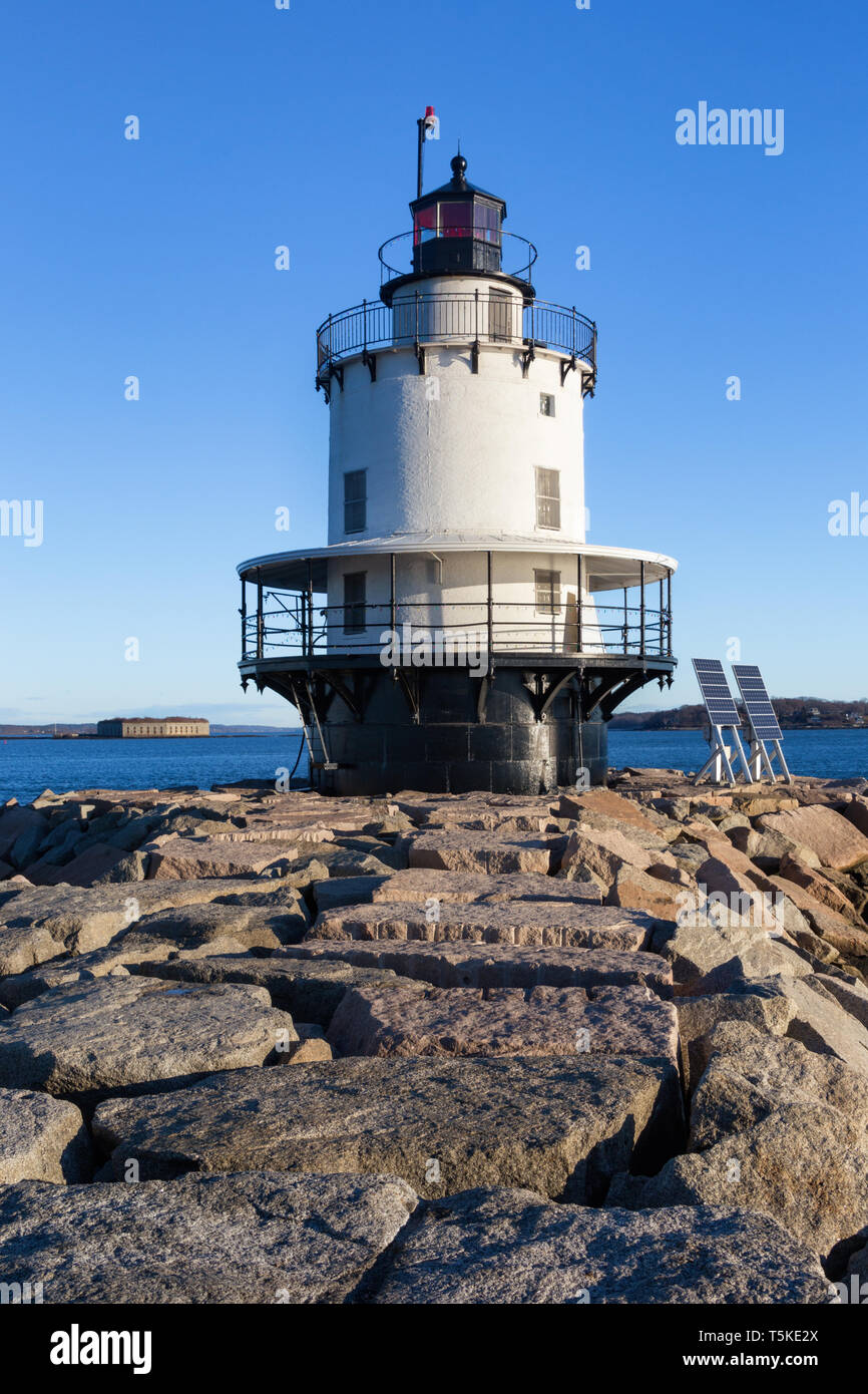 Spring Point Ledge Lighthouse, South Portland, Maine Stock Photo