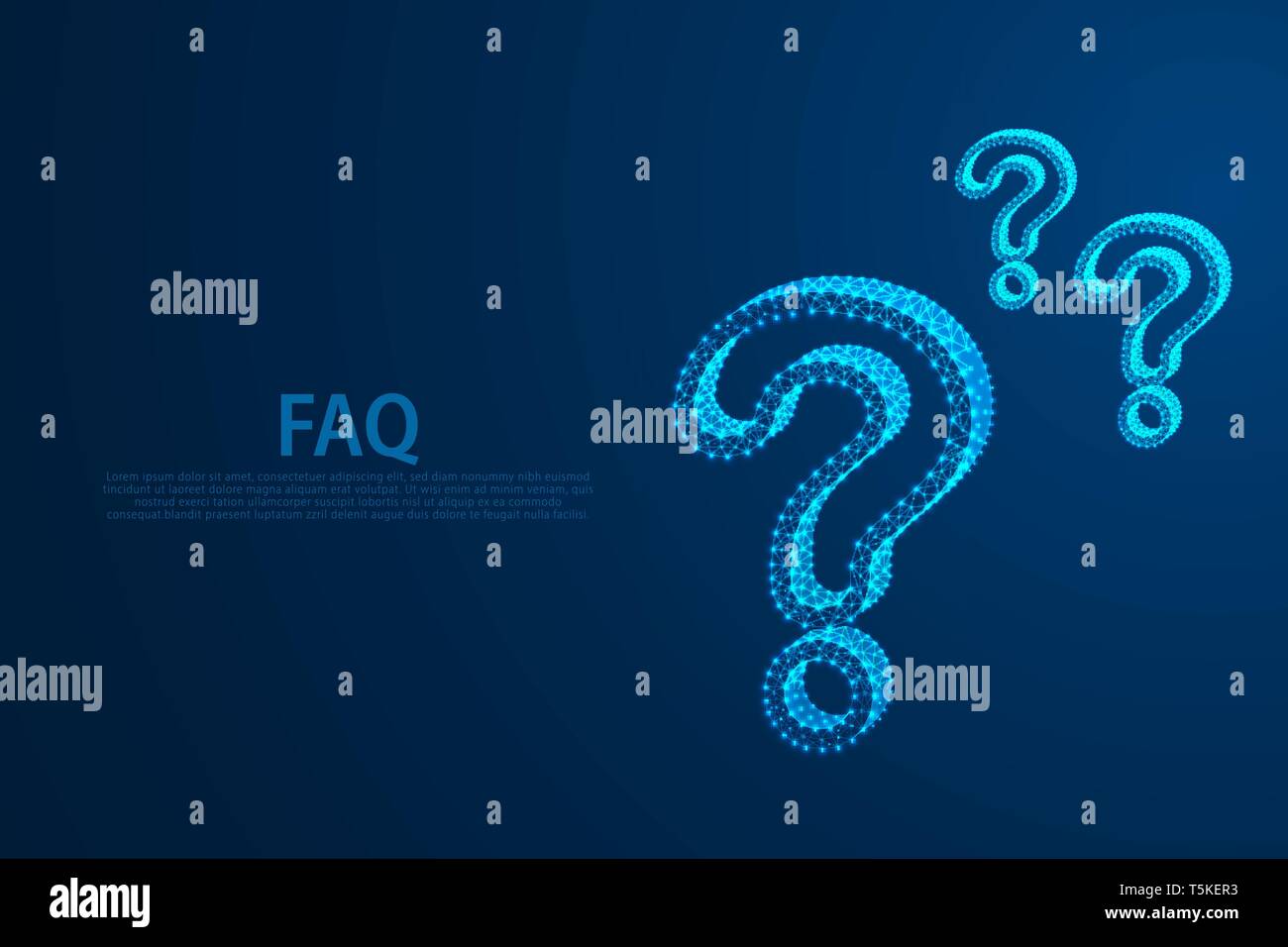 Question marks icon from lines, triangles and particle style design