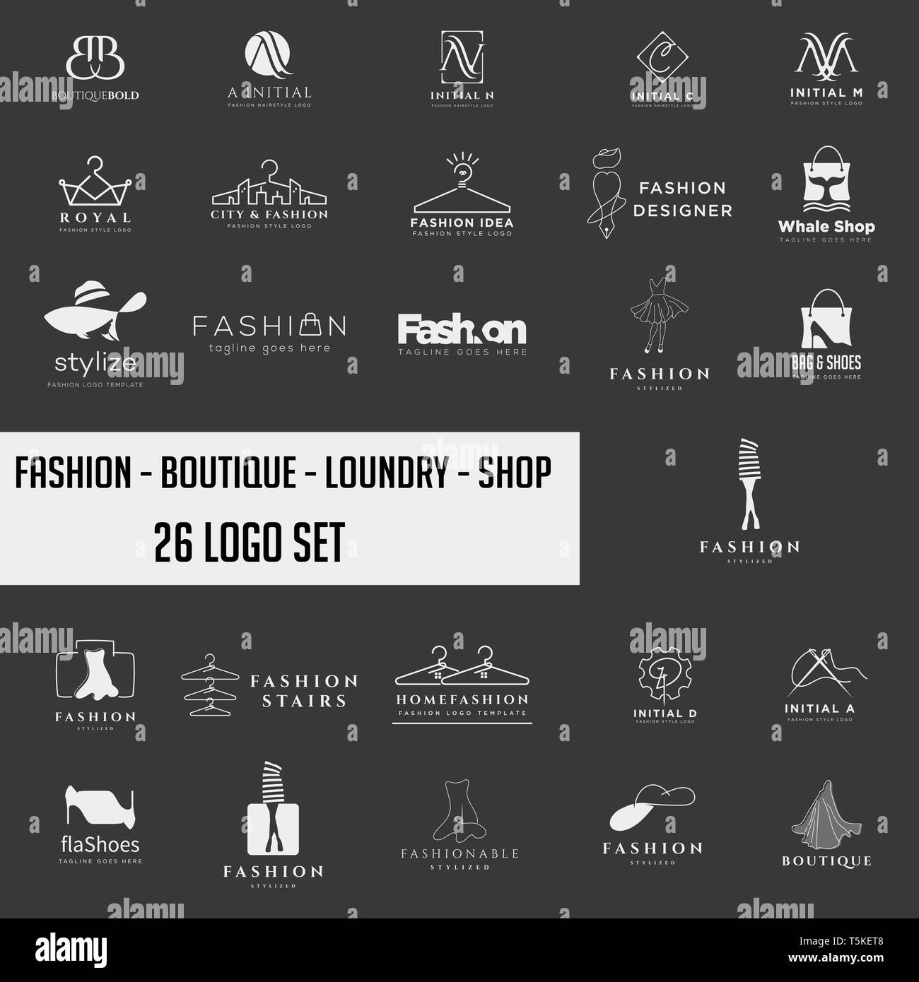 fashion shoping simple logo collection set template vector illustration