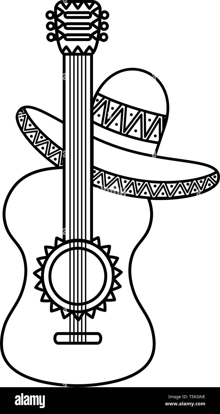 guitar with mexican hat vector illustration design Stock Vector Image ...