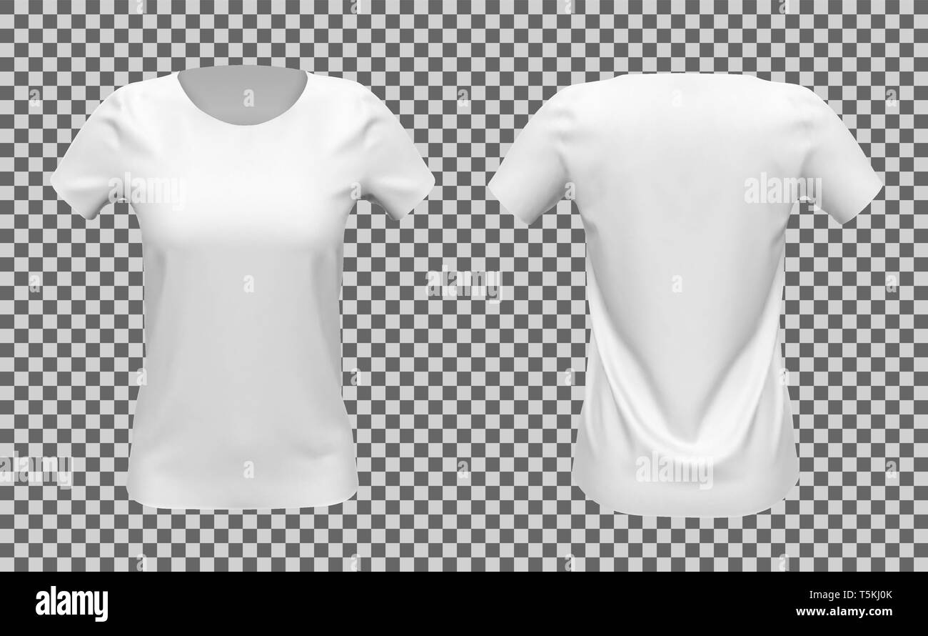 Mockup of white basic women t-shirt isolated on white background Stock Vector