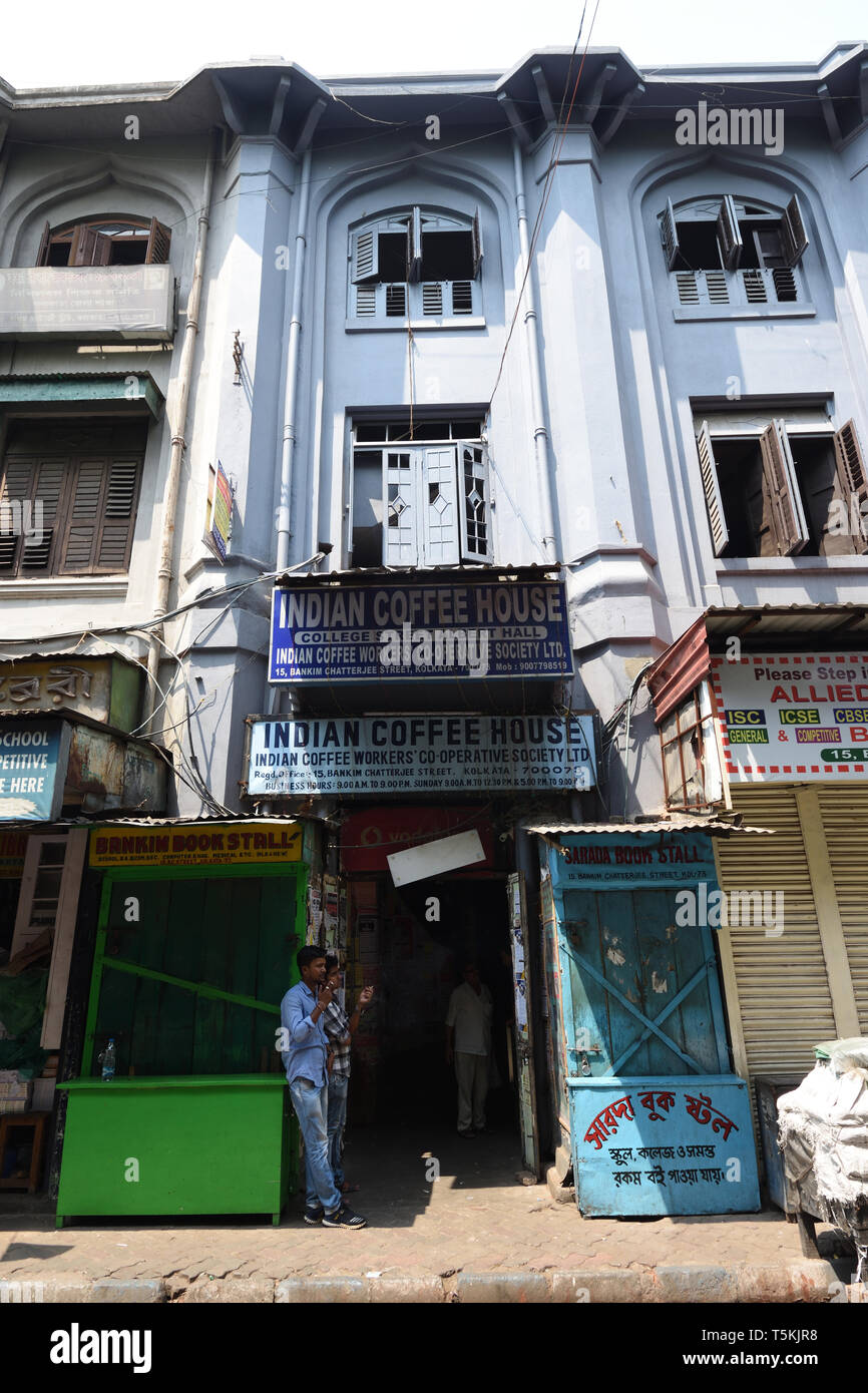 Indian Coffee House entrance. 15 Bankim Chatterjee Street, Kolkata, India Stock Photo