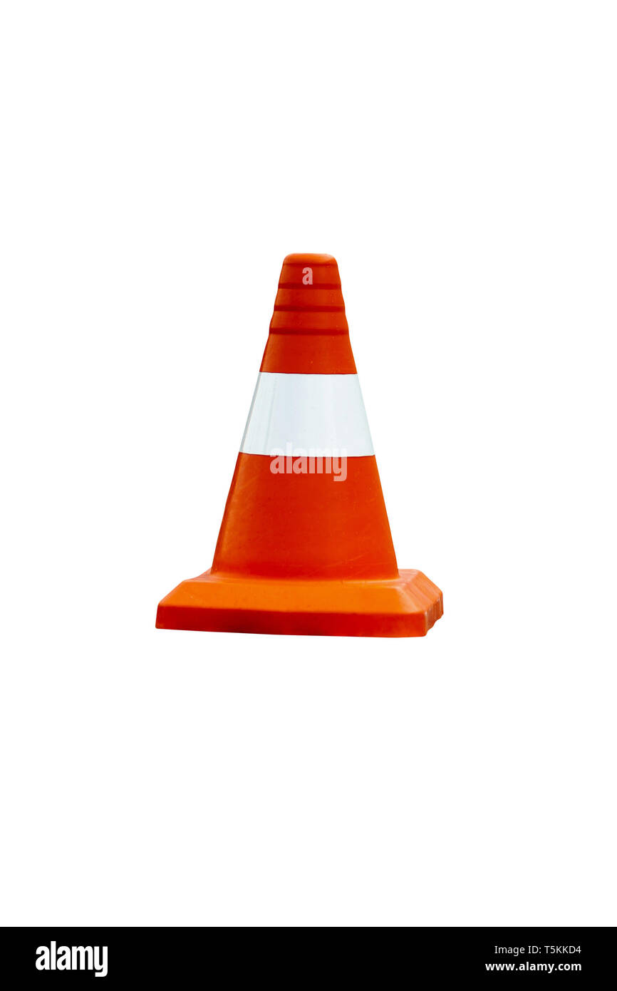 orange safety cone on white isolated background Stock Photo