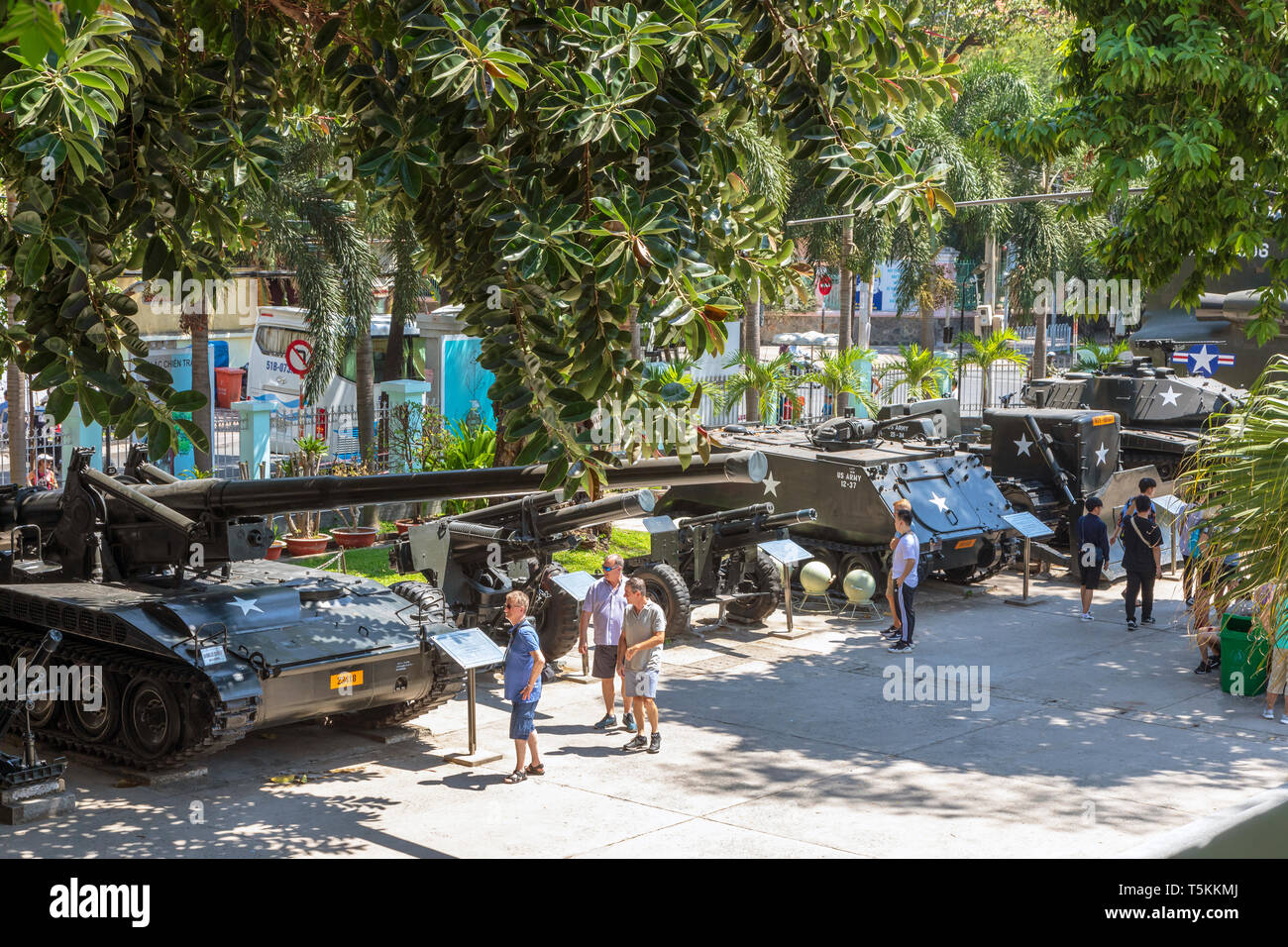 Vietnamese War Remnants Museum also known as the Museum of American War Crimes, established in 1975 and has exhibits of American military equipment fr Stock Photo