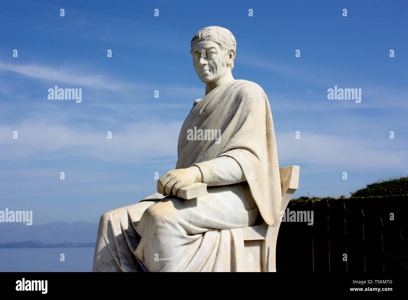 A statue of Frederick North Guilford near the Durrell Gardens by the sea in the old town of