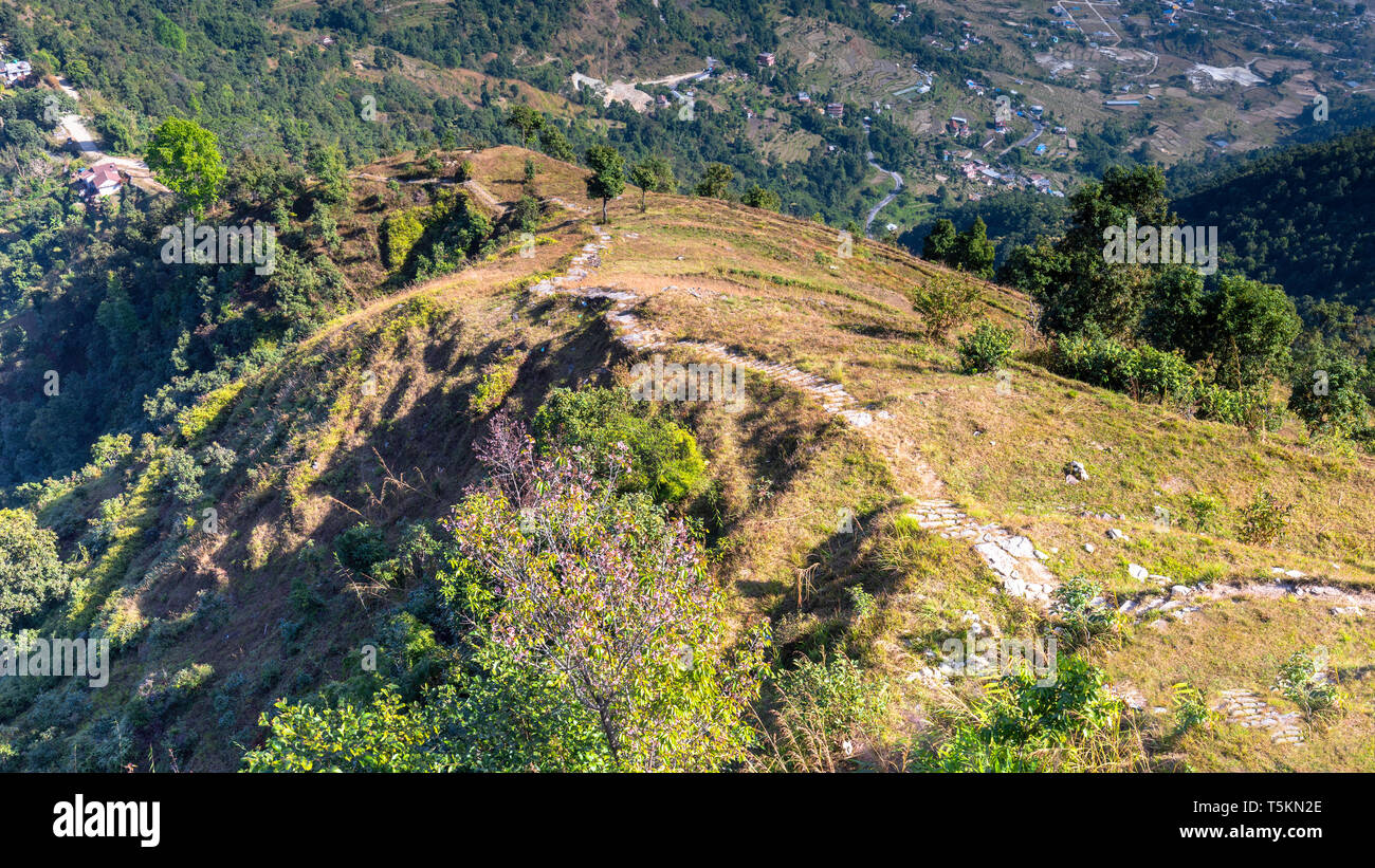 Trekking rout from viewpoint pokhara Nepal Stock Photo