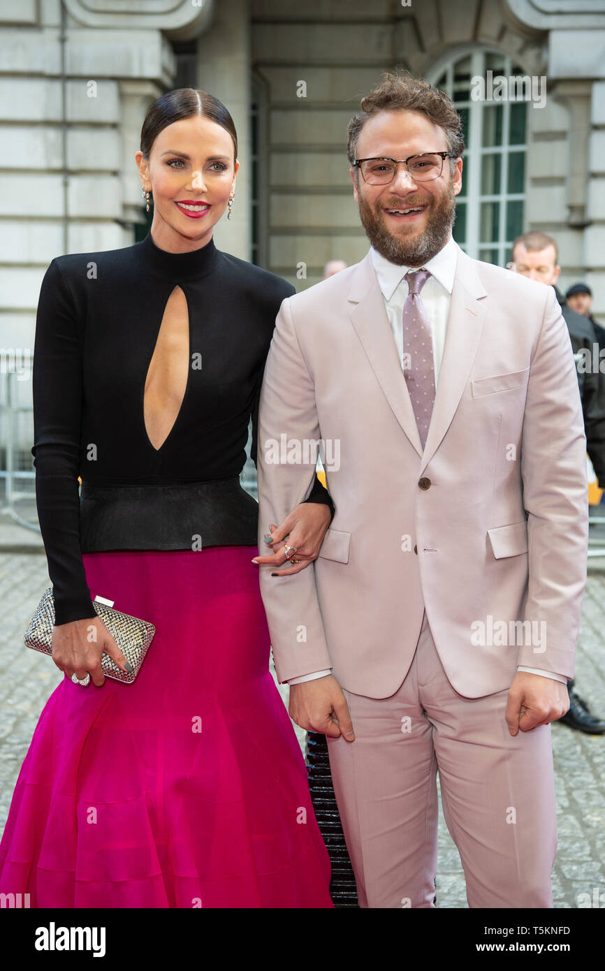 Charlize Theron and Seth Rogen attending the Long Shot special screening held at the Curzon Mayfair, London. Stock Photo