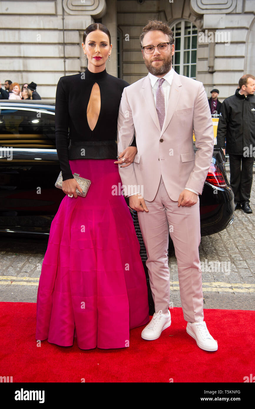 Charlize Theron and Seth Rogen attending the Long Shot special screening held at the Curzon Mayfair, London. Stock Photo