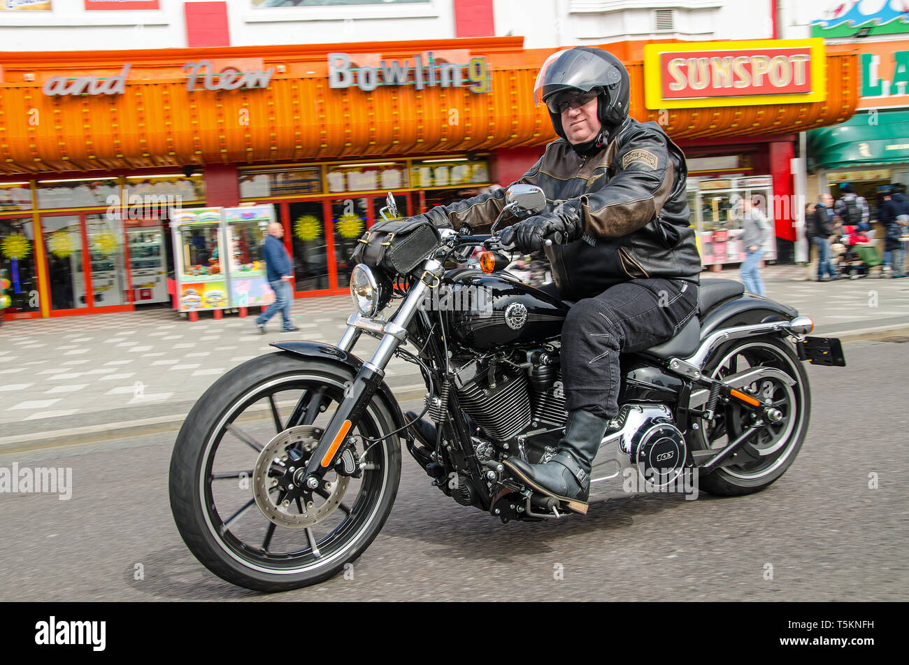 Harley Davidson 103 V twin motorbike ridden at the Southend Shakedown 2015 motorcycle rally, Southend on Sea, Essex, UK Stock Photo