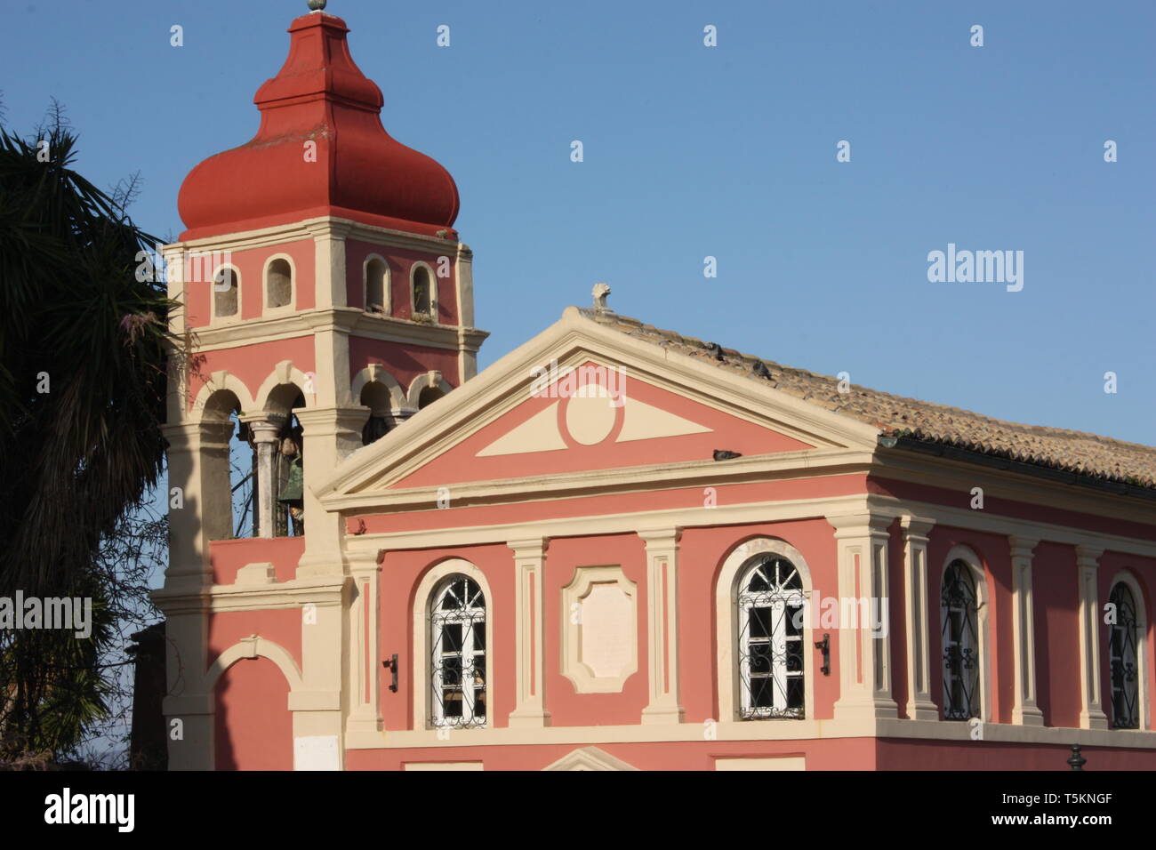 Mandrakinas Church on the waterfront in the old town of Corfu Stock Photo