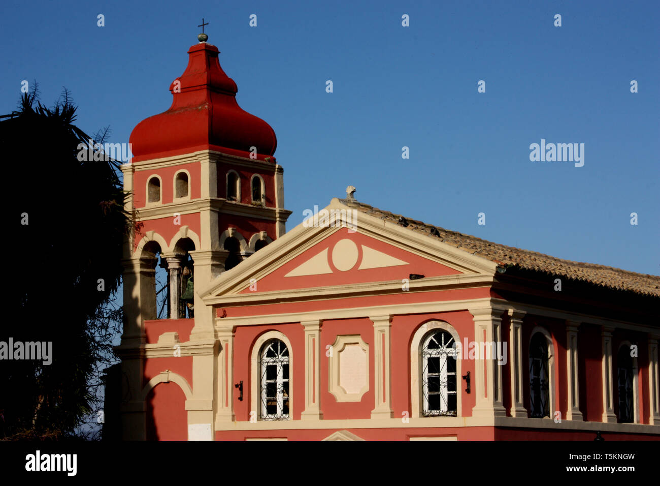 Mandrakinas Church on the waterfront in the old town of Corfu Stock Photo