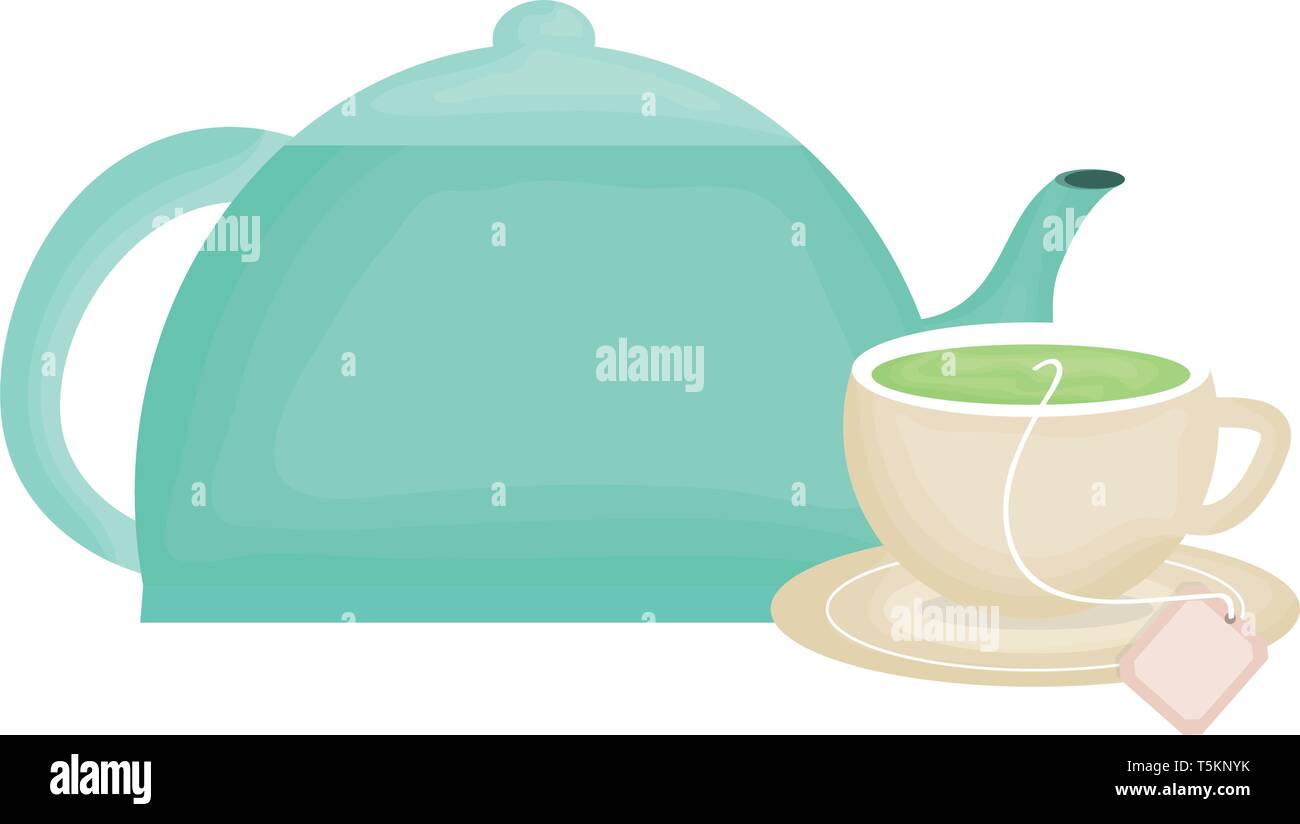 delicious tea cup and teapot vector illustration design Stock Vector ...