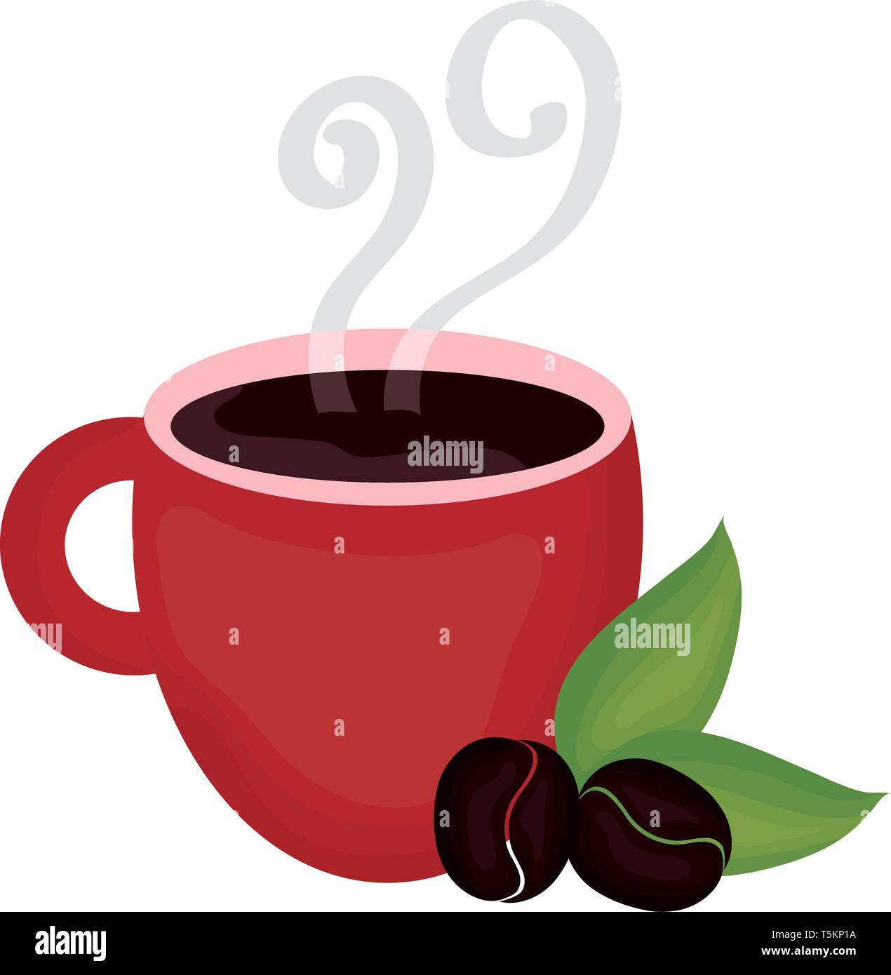 coffee cup with grains and leafs plant vector illustration design Stock ...