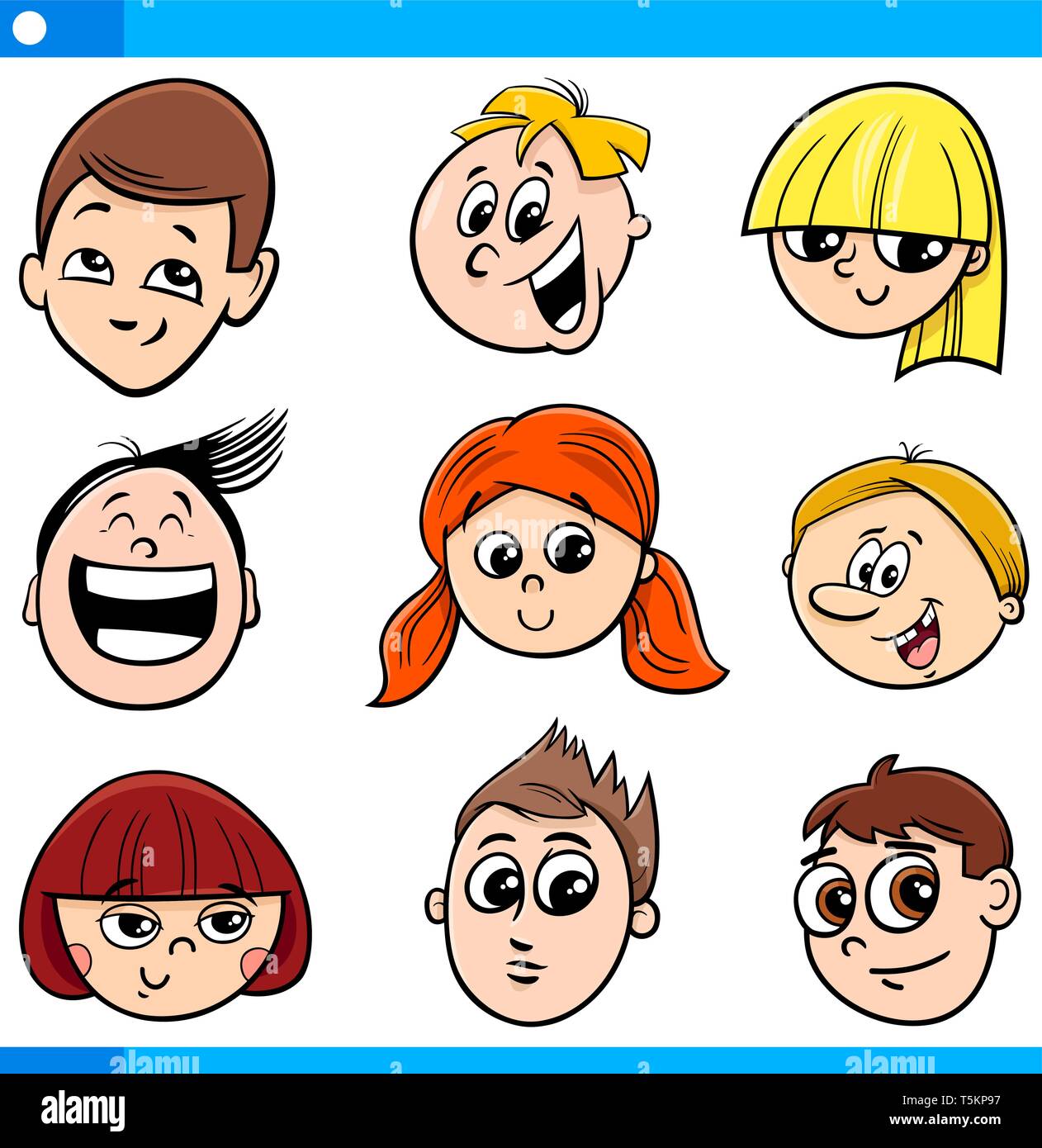 Cartoon Illustration of Funny Children or Teens Characters Faces Set Stock  Vector Image & Art - Alamy
