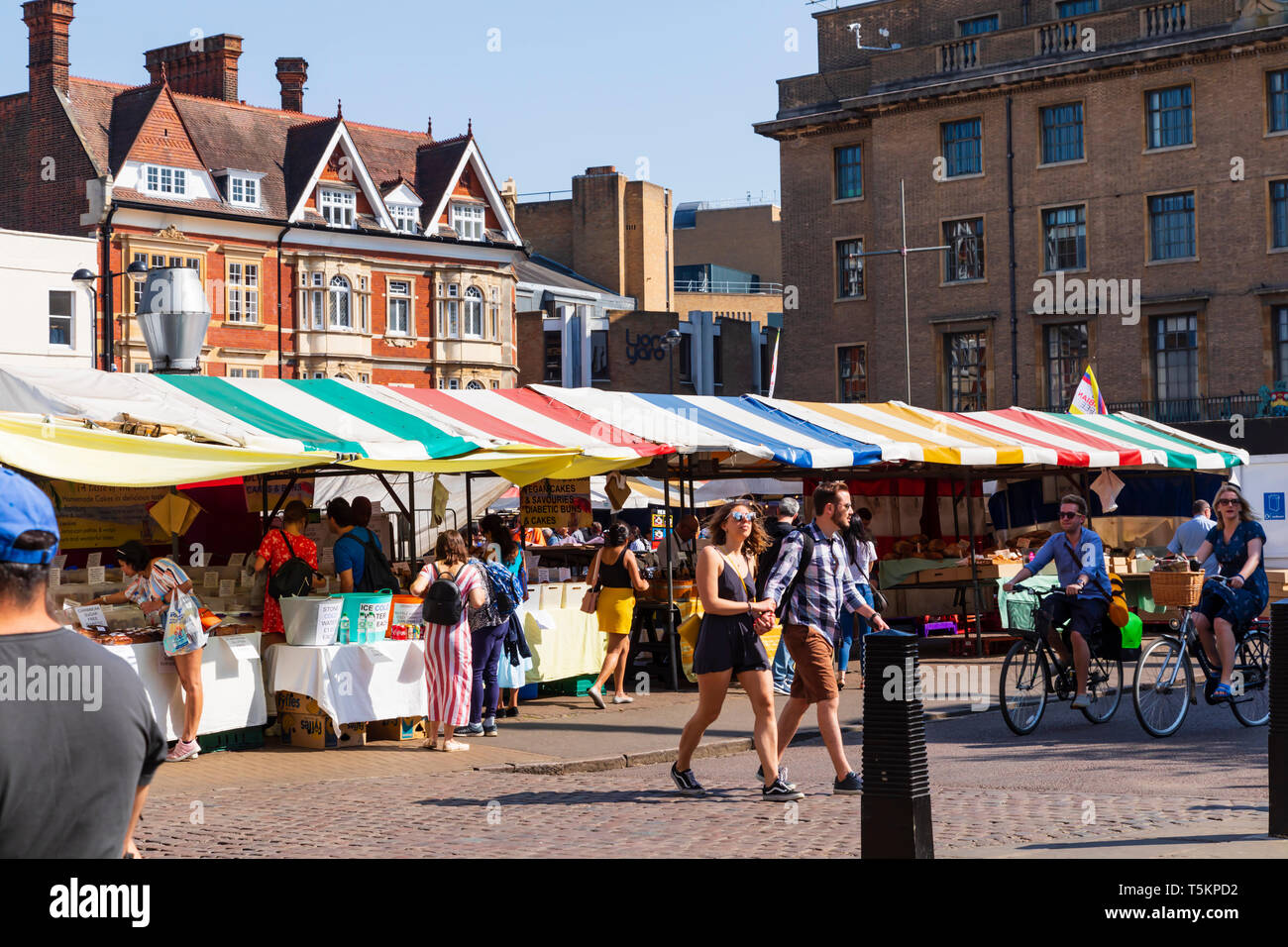 City centre market place, University town of Cambridge, Cambridgeshire, England Stock Photo