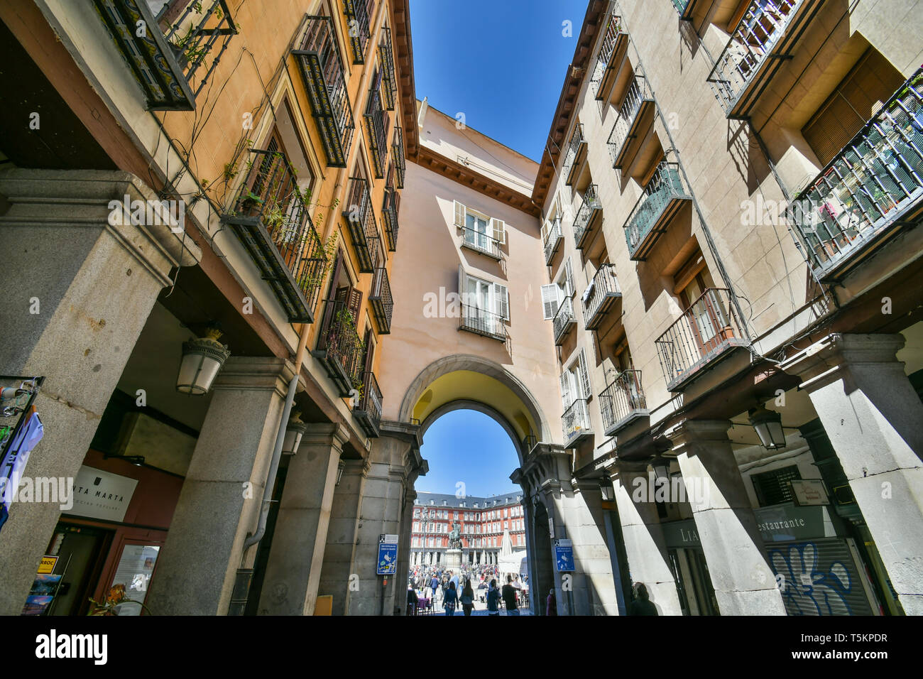 Entrance to the Plaza Mayor of Madrid Stock Photo