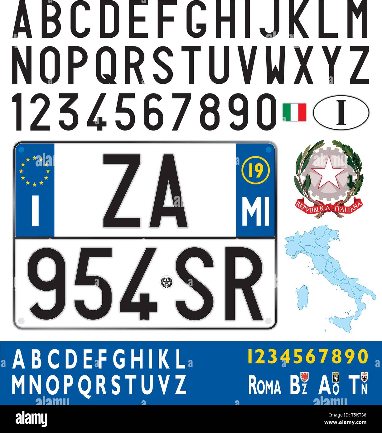 Italy Italian Euro License Plate Replica - Milan 'MIL S416' Aluminum Plate With Stickers
