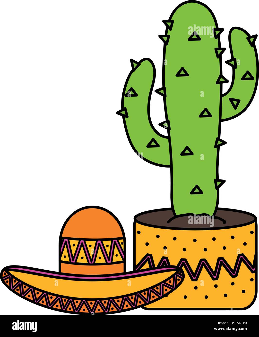 cactus plant with mexican hat vector illustration design Stock Vector ...