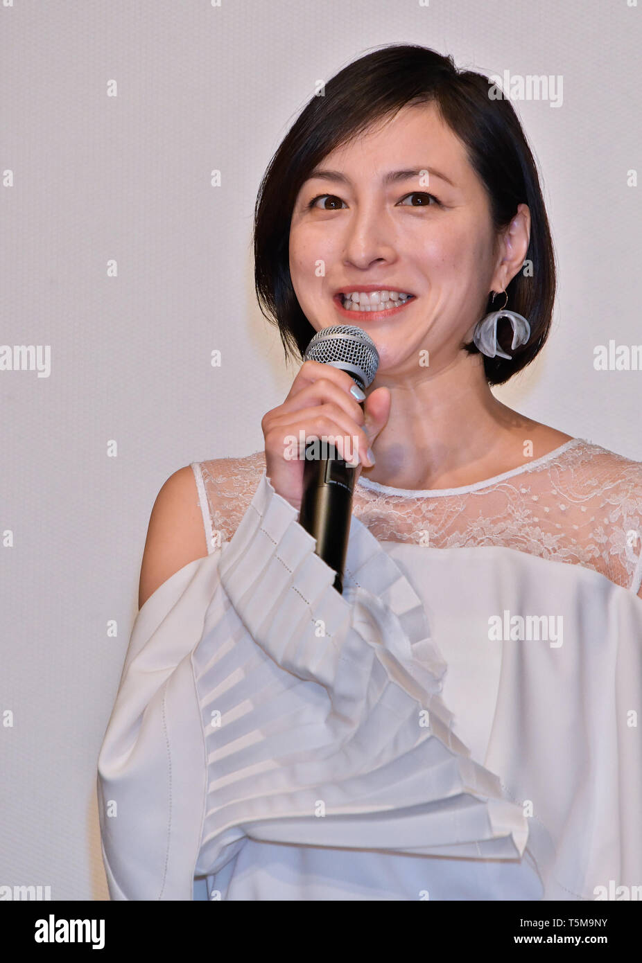 Japanese actress Ryoko Hirosue attends a press conference for "The House of the Sun" at United cinema Toyosu in Tokyo, Japan on April 25, 2019. Credit: AFLO/Alamy Live News Stock Photo