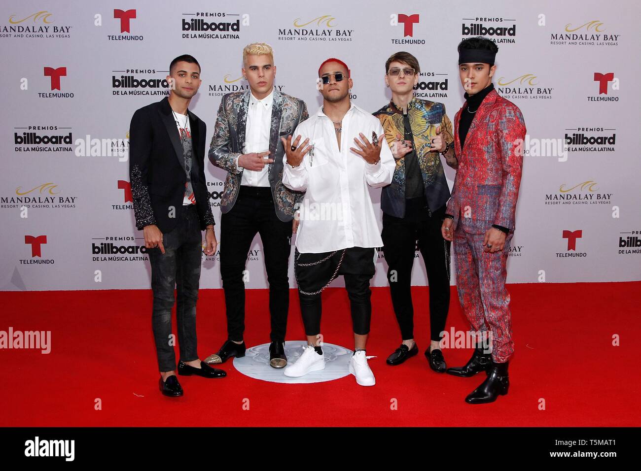 Las Vegas, NV, USA. 25th Apr, 2019. CNCO at arrivals for 2019 Billboard  Latin Music Awards -