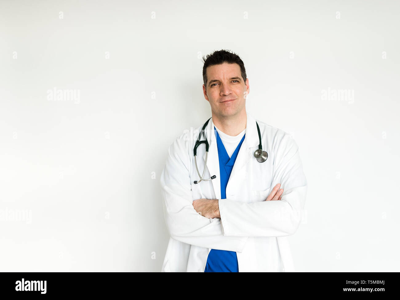 Doctor blue lab coat hi-res stock photography and images - Alamy