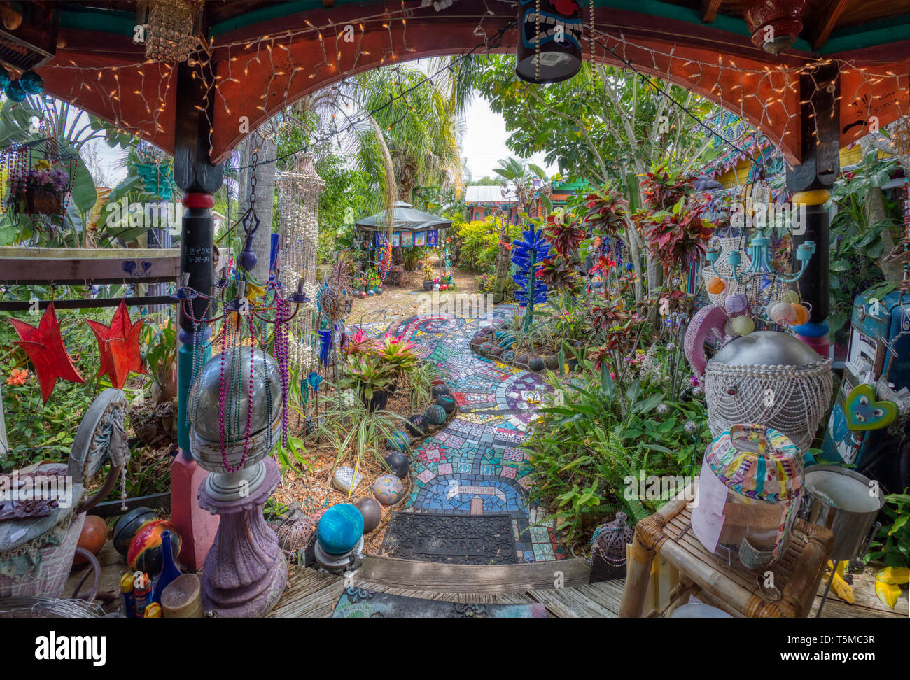 Colorful psychedelic Whimzeyland or the Bowling Ball House in Safety