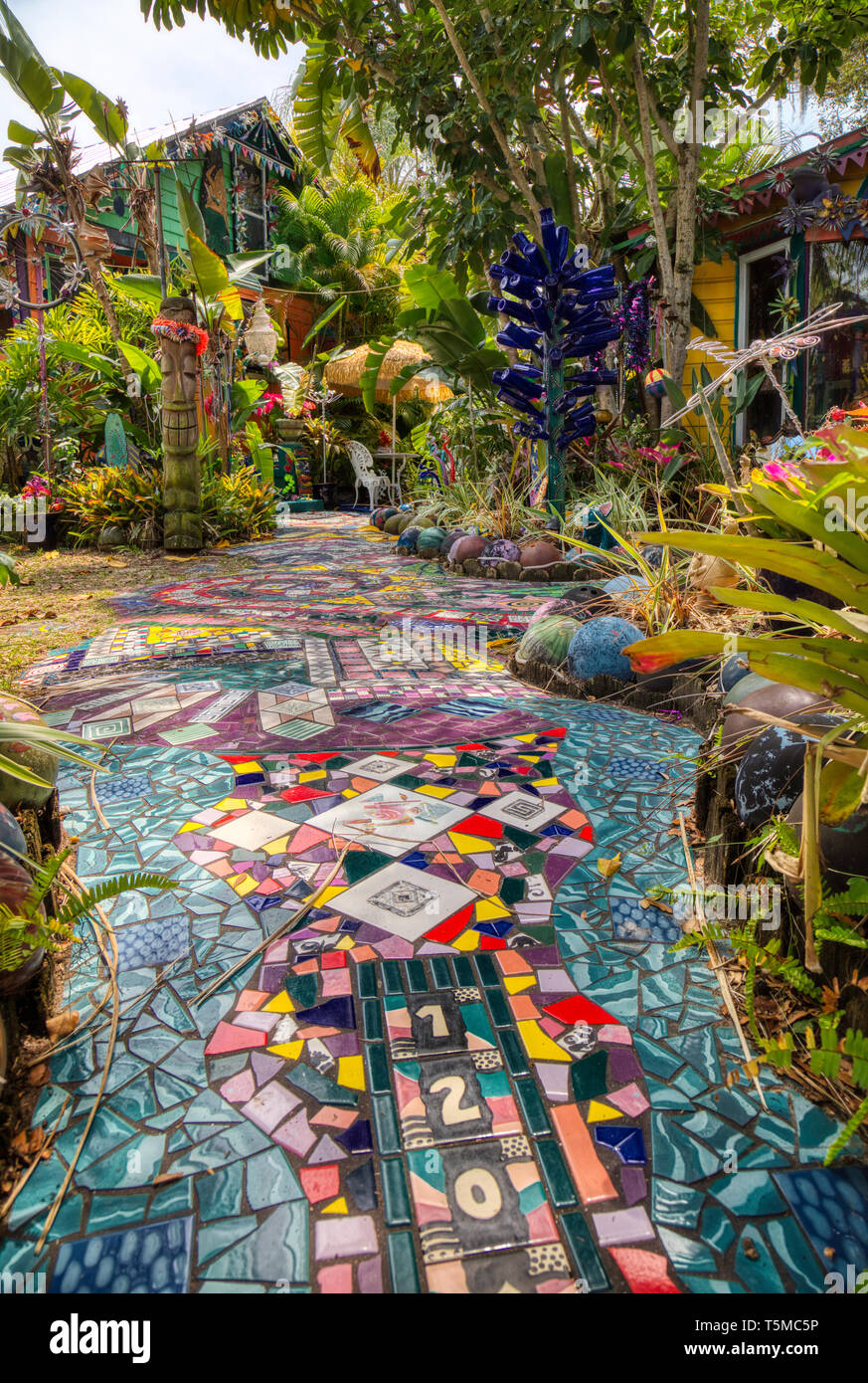 Colorful psychedelic Whimzeyland or the Bowling Ball House in Safety Harbor  Florida Stock Photo - Alamy