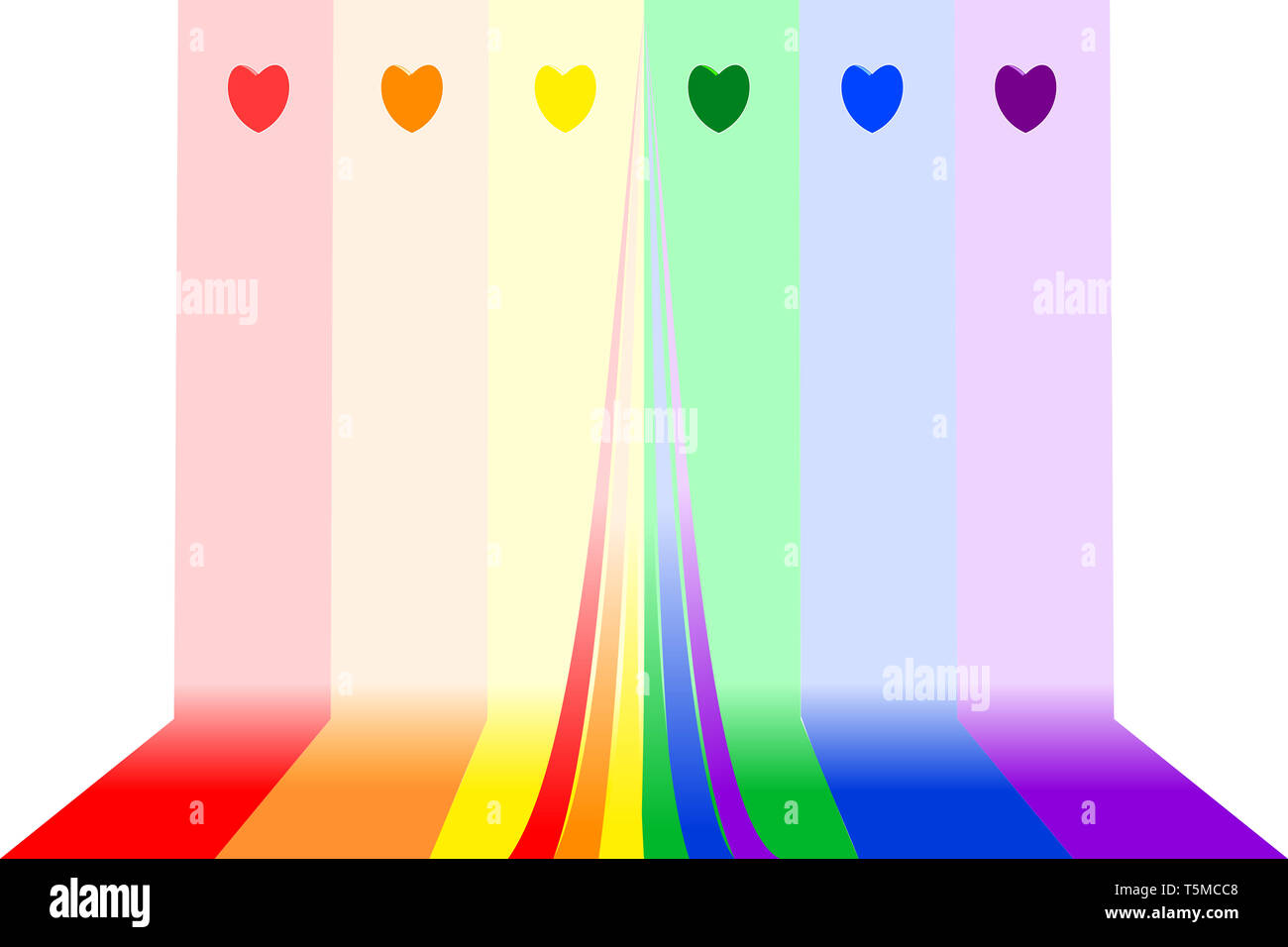 Colorful Rainbow Stripes With Hearts On Top Center Copy Space The Image Be Used As Background Backdrop Image Montage In Graphic Design Book Cover Stock Photo Alamy