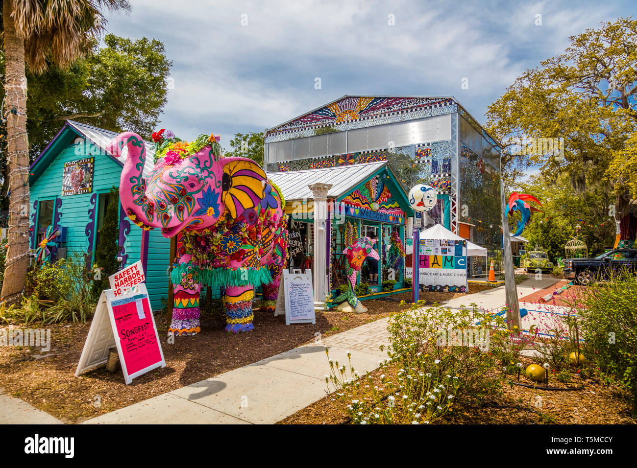 Colorful funky Safety Harbor Art and Music Center or SHAMC in Safety