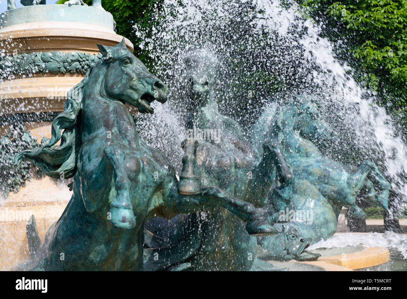 Sculptures of horses in Detail of the fountain of the Paris Observatory