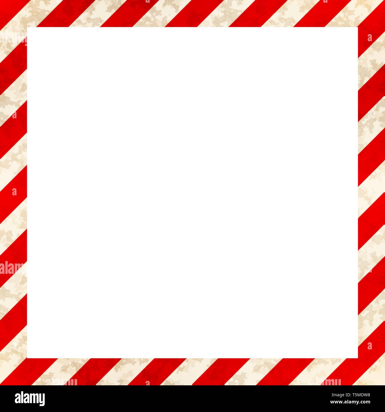 Red and white stripes with grunge texture, warning industrial square