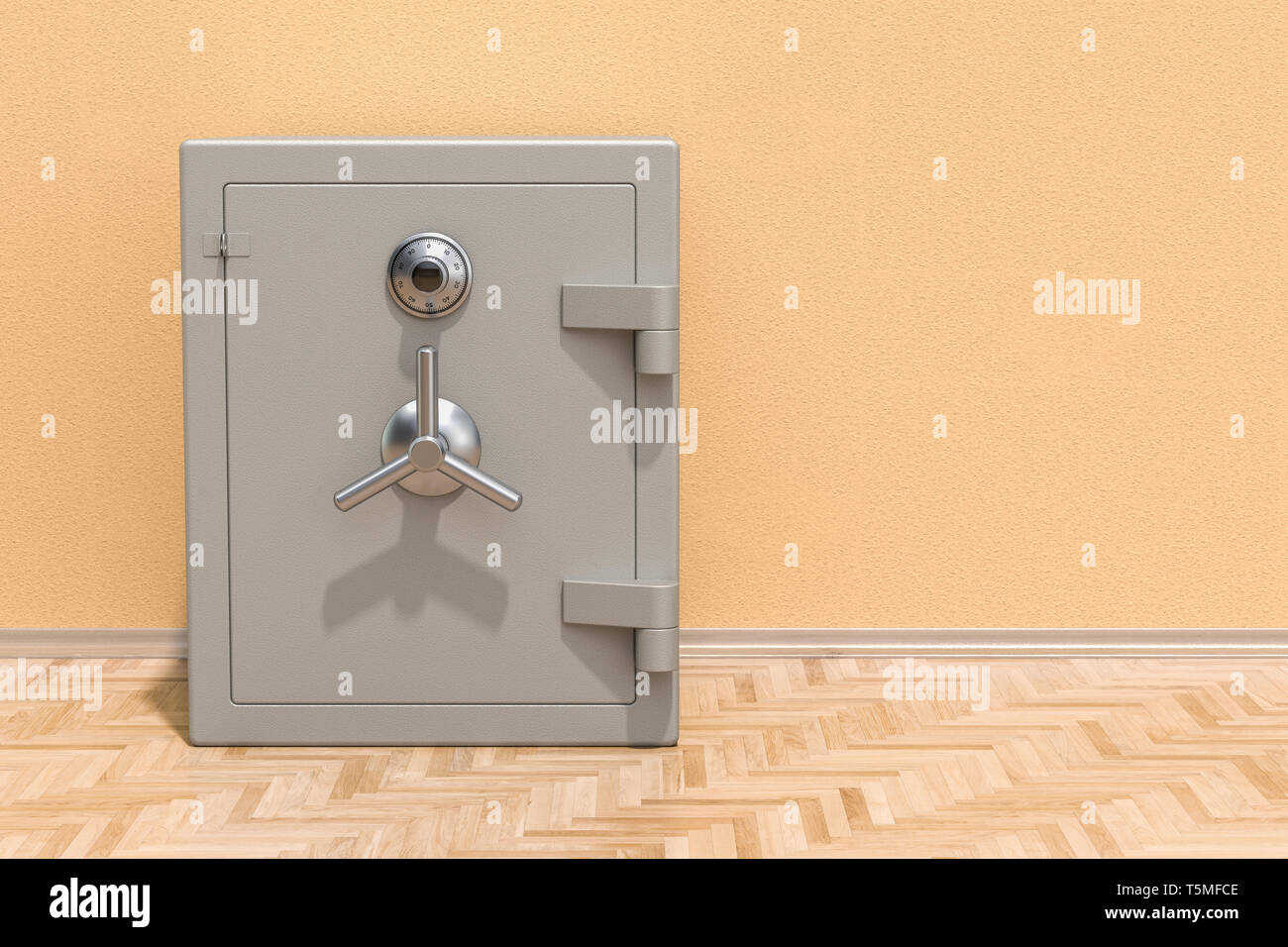 Safe Box With Combination Lock On The Floor In The Room 3d