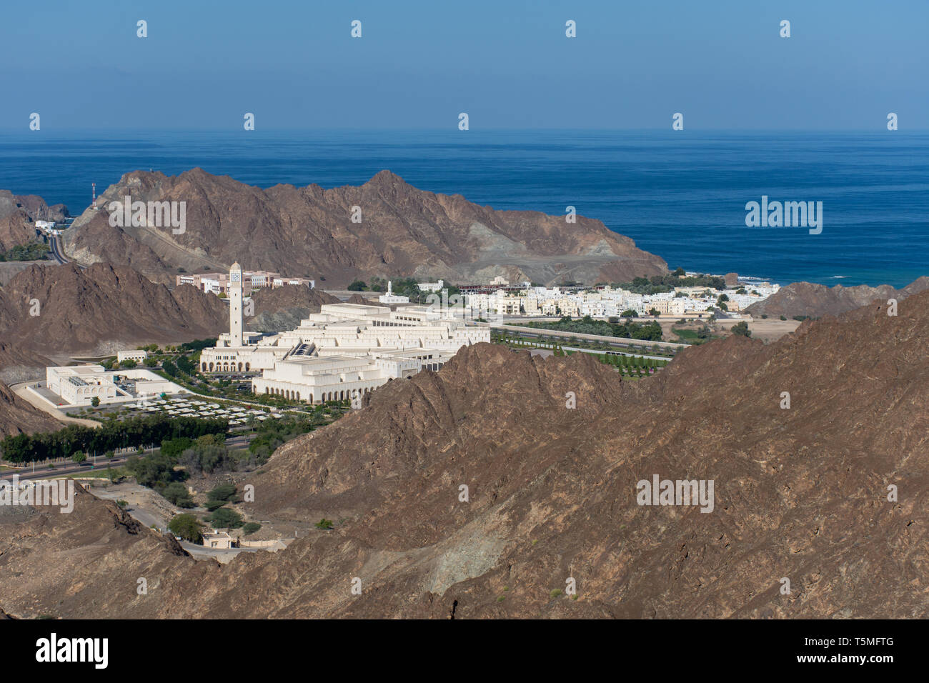 Al Bustan Palace near Old Town, Muscat in Oman looking down from