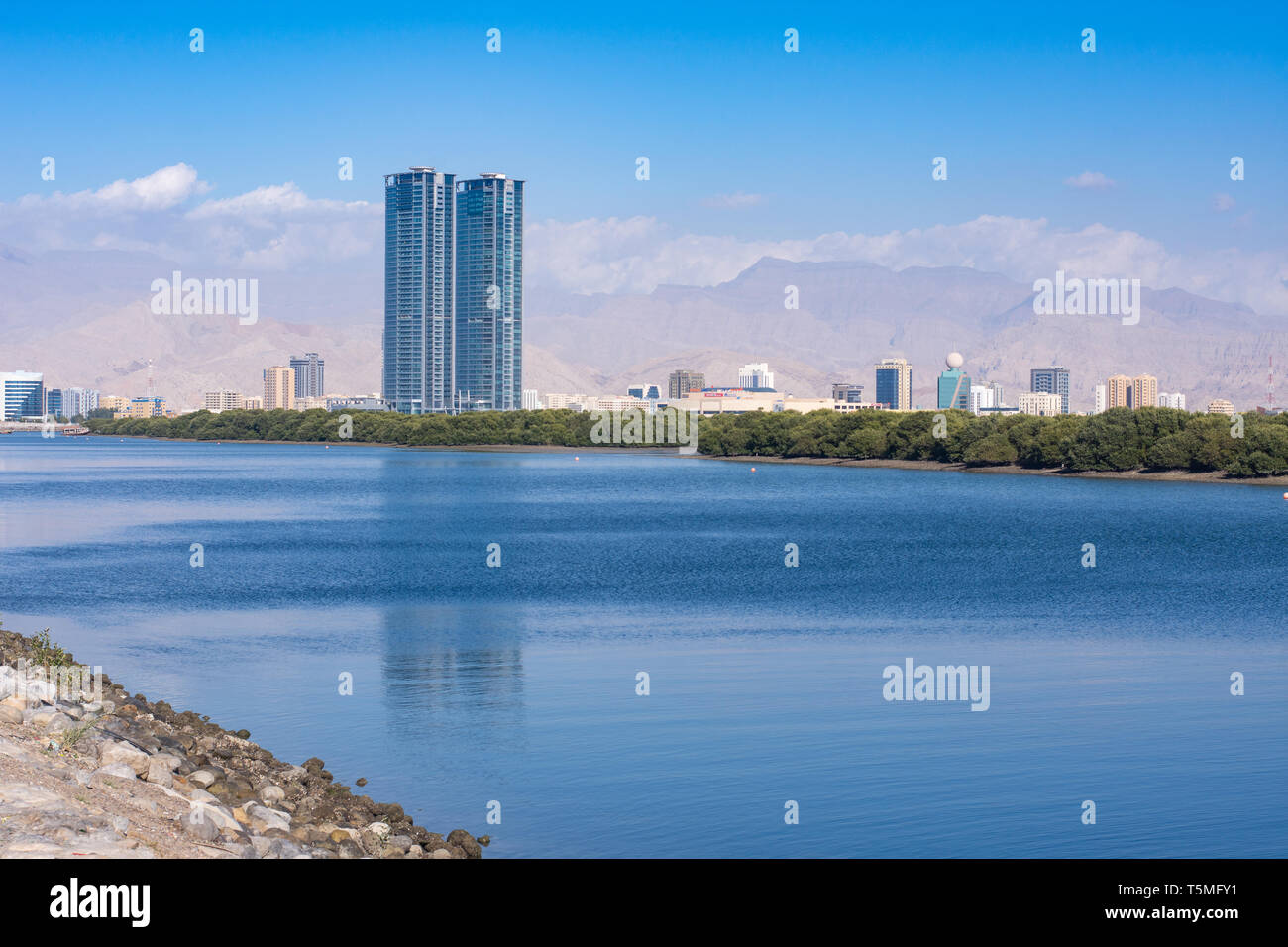 Ras al Khaimah View from the Corniche towards the Julphar Towers on the