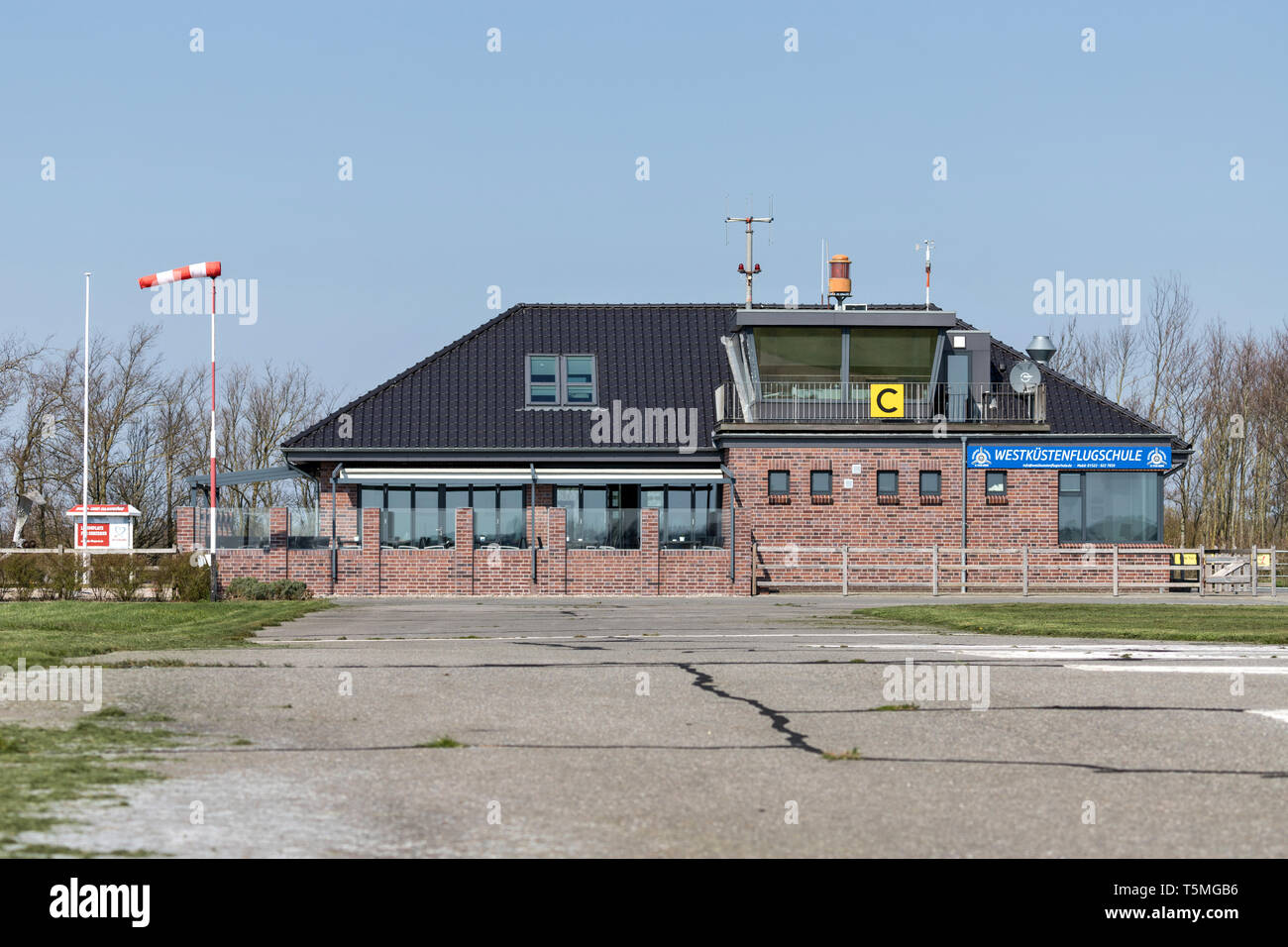 St. Peter-Ording airfield building Stock Photo