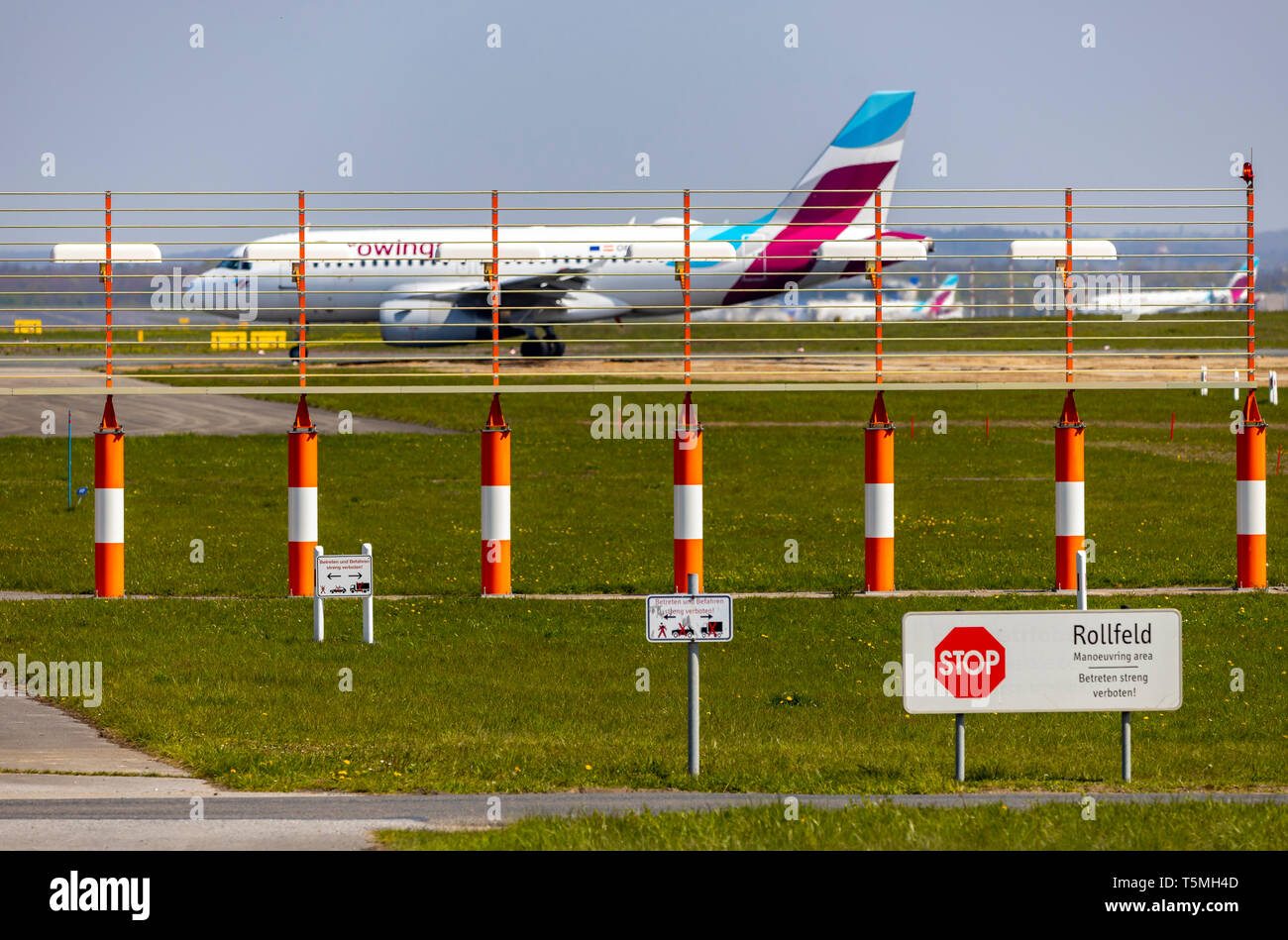 DŸsseldorf International Airport, DUS, Eurowings Airbus on its way to the runway, Stock Photo
