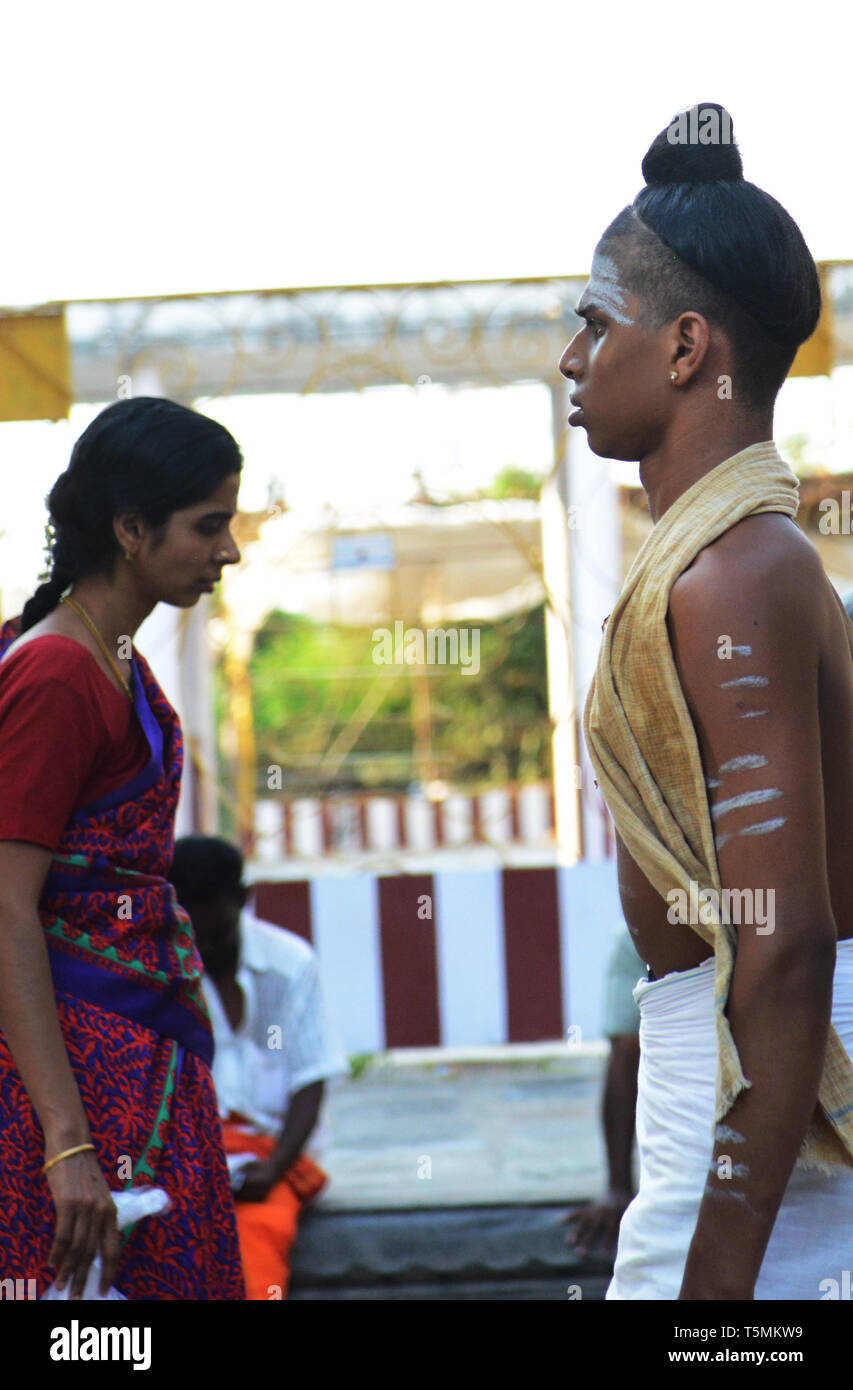 Dikshitar Brahmins at the Thillai Natarajah temple in Chidambaram, India. Stock Photo
