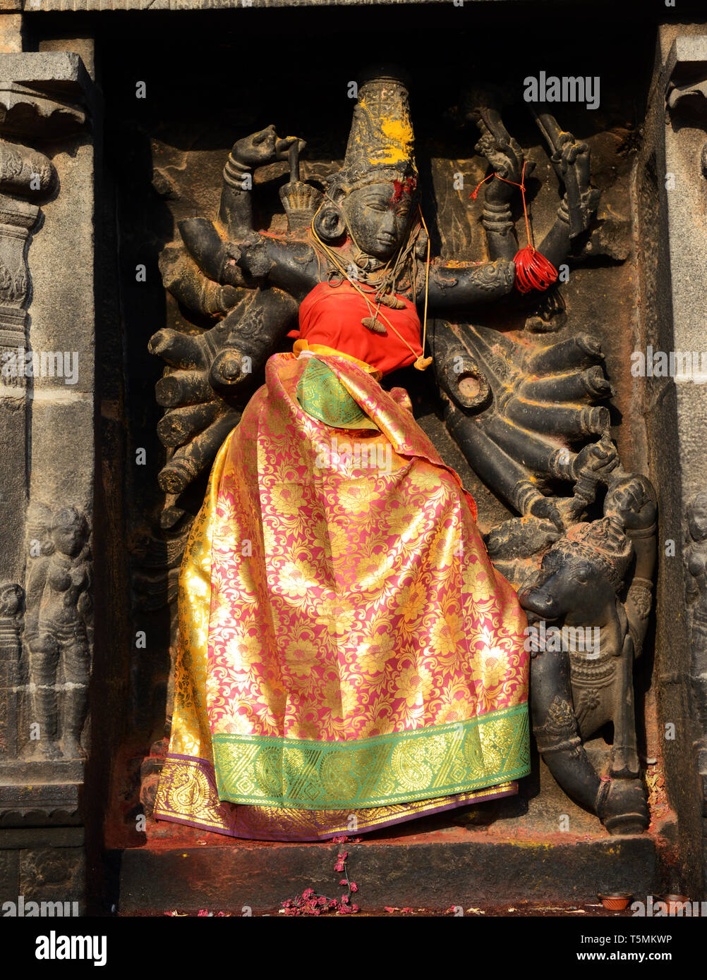 An old releif of the god Shiva in the form of the dancing lord Natrajah in the Thillai Natarajah temple in Chidambaram, India. Stock Photo