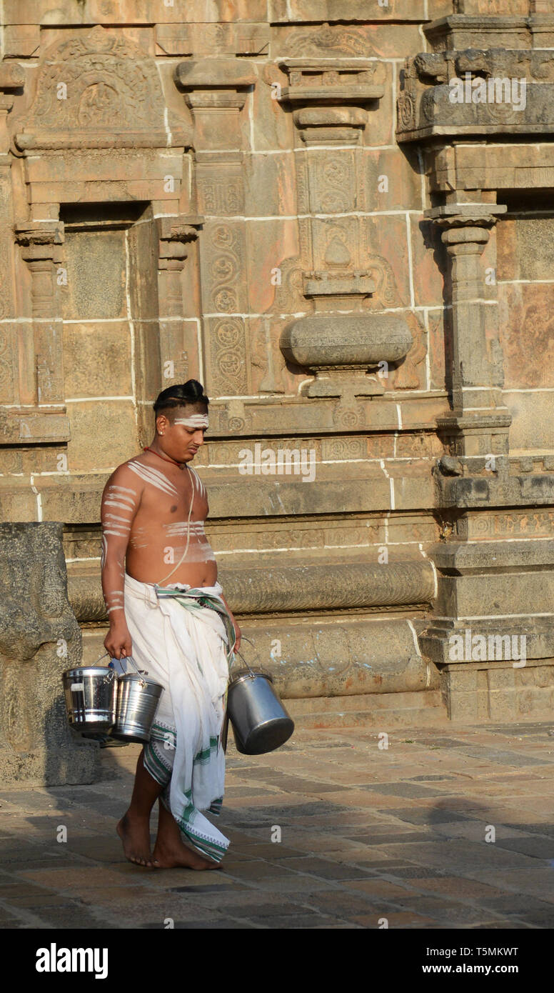 Dikshitar Brahmins at the Thillai Natarajah temple in Chidambaram, India. Stock Photo