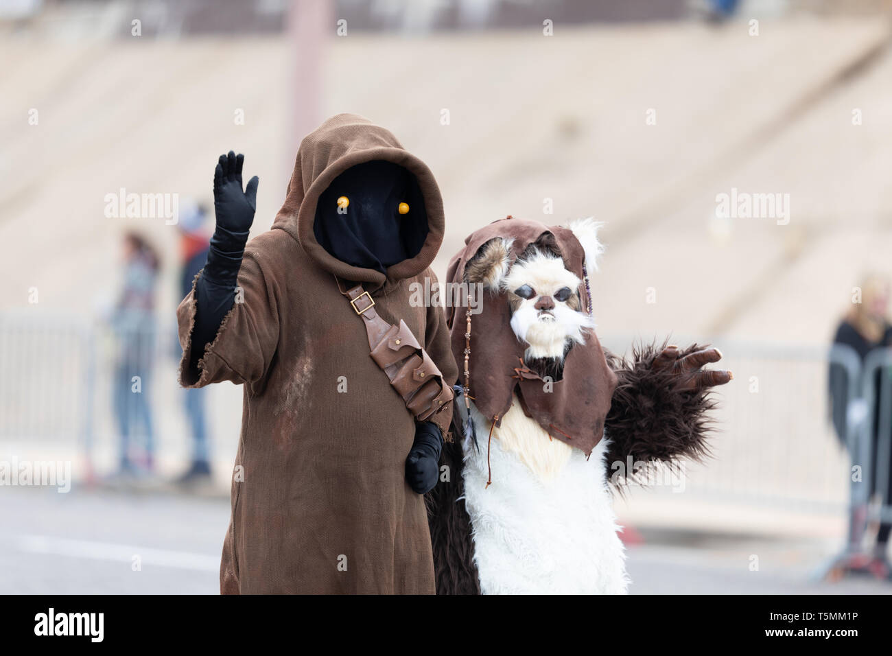 St. Louis, Missouri, USA - March 2, 2019: Bud Light Grand Parade, People dress up as Star Wars characters walking down 7th street during the parade Stock Photo