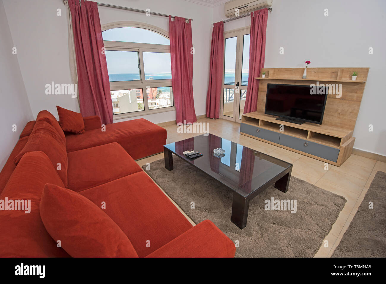 Lounge area in luxury apartment show home showing interior design decor
