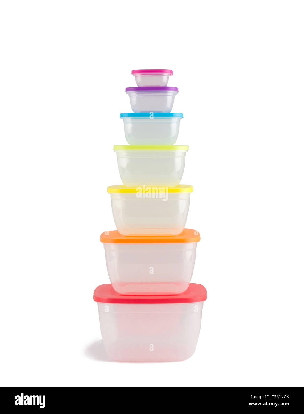stack of plastic box isolated on white background Stock Photo - Alamy