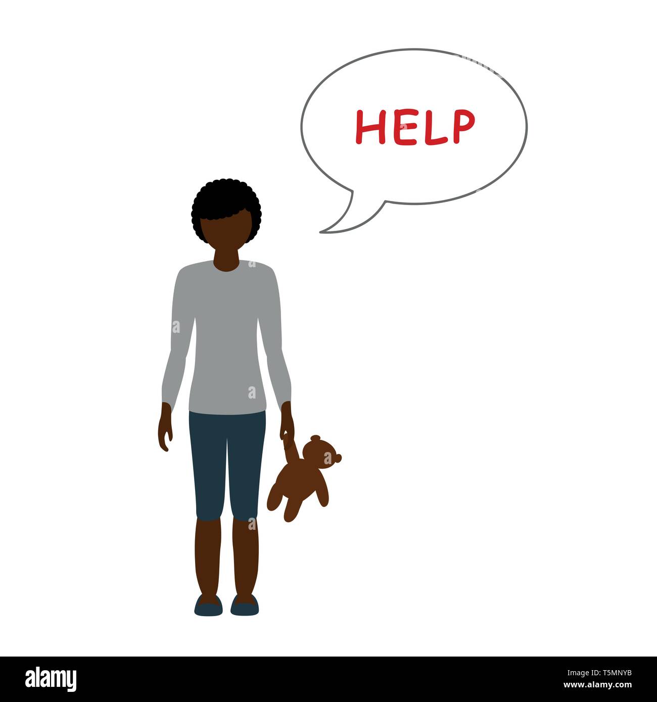 little girl with a teddy bear need help vector illustration EPS10 Stock Vector