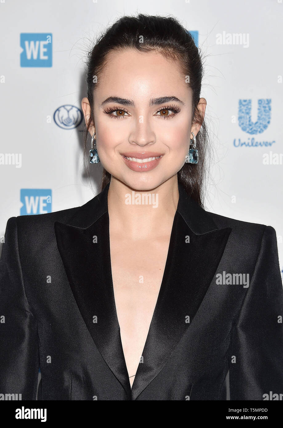 INGLEWOOD, CA - APRIL 25: Sofia Carson arrives at the WE Day California 2019 at The Forum on April 25, 2019 in Inglewood, California. Stock Photo