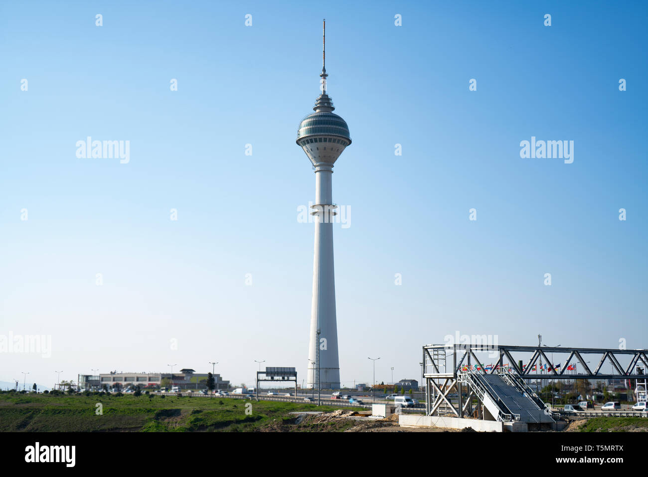 Beylikduzu - Istanbul - April 7, 2019: Endem Kule, Turkey's highest TV tower. Completed in 2008. Buyukcemece, TURKEY Stock Photo