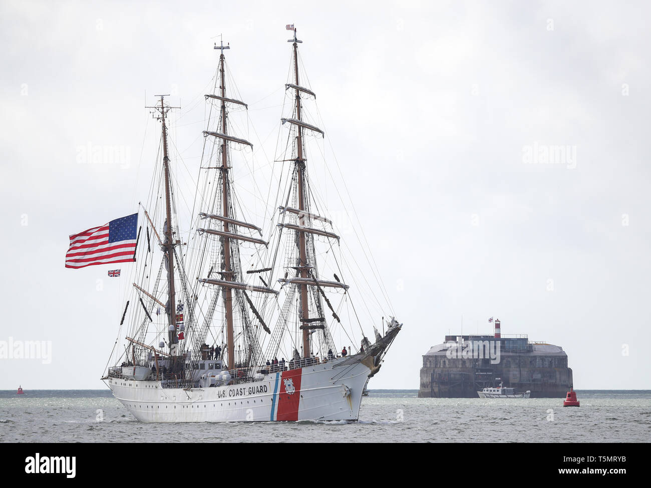 The United States Coast Guard cutter, USCGC Eagle, arrives in