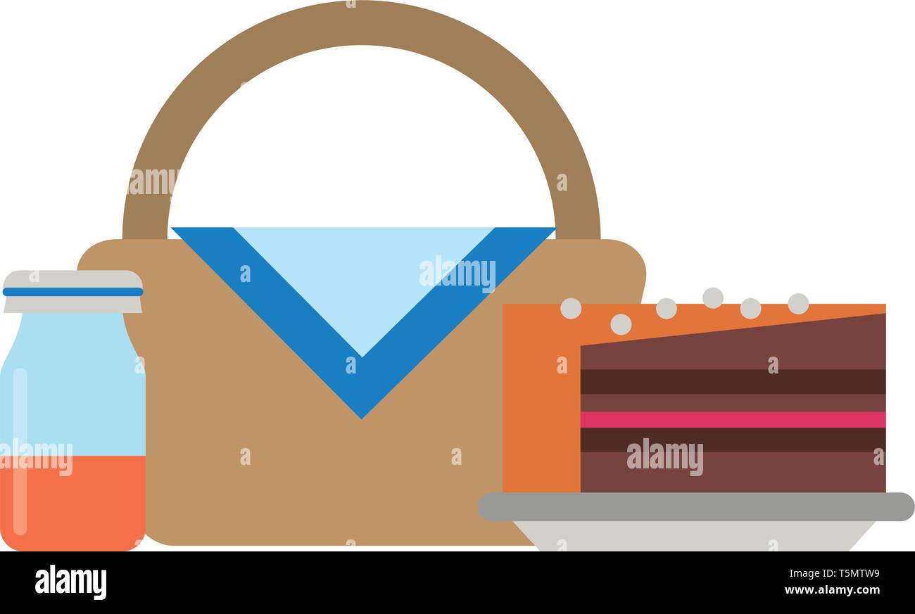 Picnic basket with food products flat Stock Vector Image & Art - Alamy
