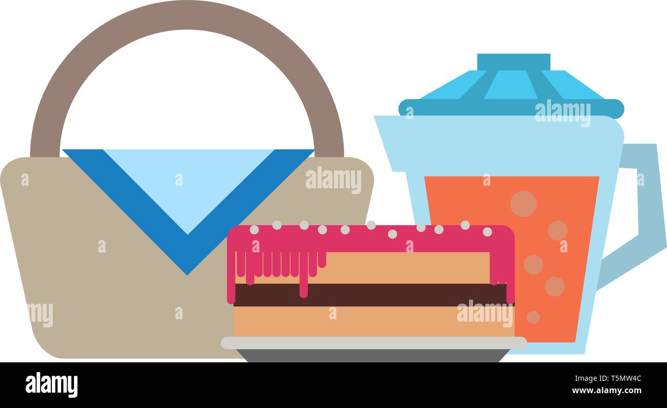 Picnic basket with food products flat Stock Vector Image & Art - Alamy